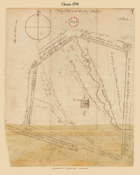 Chester, Massachusetts 1794 Old Town Map Reprint - Roads Place Names  Massachusetts Archives Chester, Massachusetts 1794 Old Town Map Reprint - Roads Place Names  Massachusetts Archives