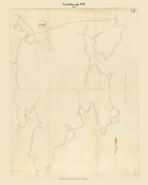 Gouldsborough, Maine 1795 Old Town Map Reprint - Roads Place Names  Massachusetts Archives Gouldsborough, Maine 1795 Old Town Map Reprint - Roads Place Names  Massachusetts Archives