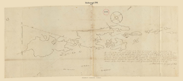 Isleborough, Maine 1795 Old Town Map Reprint - Roads Place Names  Massachusetts Archives