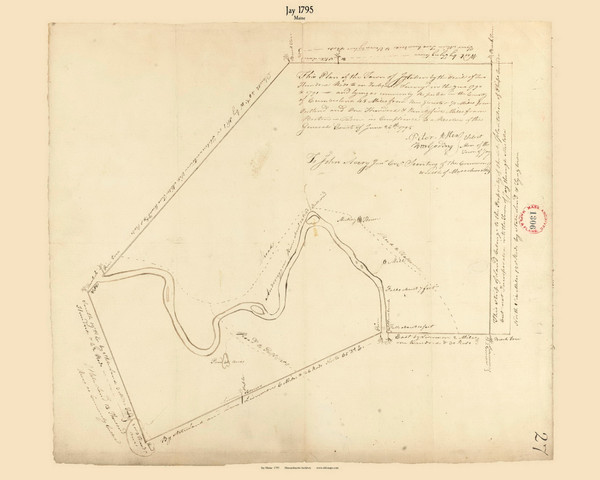 Jay, Maine 1795 Old Town Map Reprint - Roads Place Names  Massachusetts Archives Jay, Maine 1795 Old Town Map Reprint - Roads Place Names  Massachusetts Archives