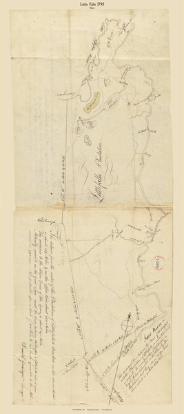 Little Falls, Maine 1795 Old Town Map Reprint - Roads Place Names  Massachusetts Archives