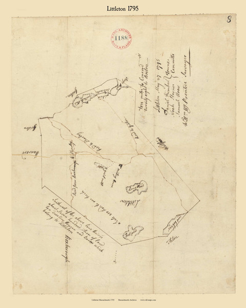 Littleton, Massachusetts 1795 Old Town Map Reprint - Roads Place Names  Massachusetts Archives Littleton, Massachusetts 1795 Old Town Map Reprint - Roads Place Names  Massachusetts Archives
