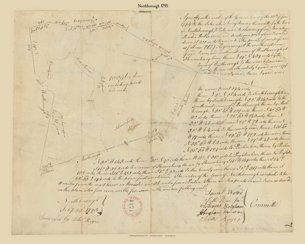 Northborough, Massachusetts 1795 Old Town Map Reprint - Roads Place Names  Massachusetts Archives Northborough, Massachusetts 1795 Old Town Map Reprint - Roads Place Names  Massachusetts Archives