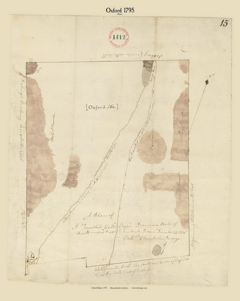 Oxford, Maine 1795 Old Town Map Reprint - Roads Place Names  Massachusetts Archives Oxford, Maine 1795 Old Town Map Reprint - Roads Place Names  Massachusetts Archives