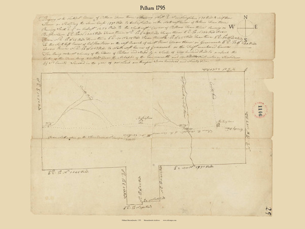 Pelham, Massachusetts 1795 Old Town Map Reprint - Roads Place Names  Massachusetts Archives Pelham, Massachusetts 1795 Old Town Map Reprint - Roads Place Names  Massachusetts Archives
