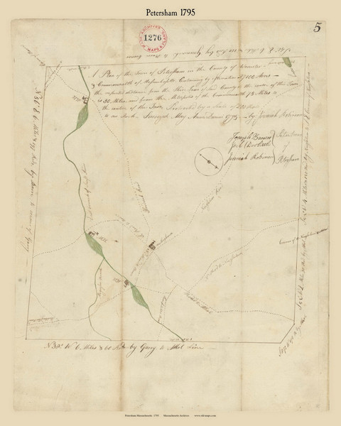 Petersham, Massachusetts 1795 Old Town Map Reprint - Roads Place Names  Massachusetts Archives Petersham, Massachusetts 1795 Old Town Map Reprint - Roads Place Names  Massachusetts Archives