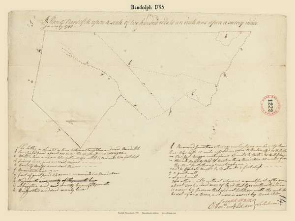 Randolph, Massachusetts 1795 Old Town Map Reprint - Roads Place Names  Massachusetts Archives Randolph, Massachusetts 1795 Old Town Map Reprint - Roads Place Names  Massachusetts Archives