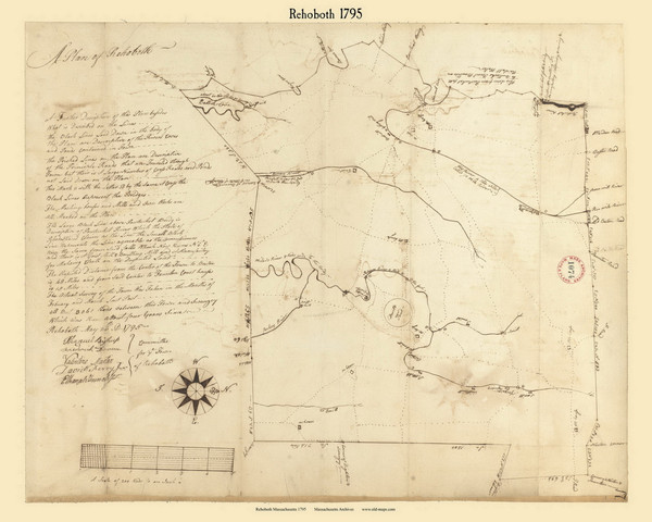 Rehoboth, Massachusetts 1795 Old Town Map Reprint - Roads Place Names  Massachusetts Archives Rehoboth, Massachusetts 1795 Old Town Map Reprint - Roads Place Names  Massachusetts Archives