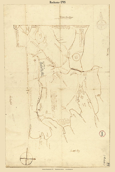Rochester, Massachusetts 1795 Old Town Map Reprint - Roads Place Names  Massachusetts Archives Rochester, Massachusetts 1795 Old Town Map Reprint - Roads Place Names  Massachusetts Archives