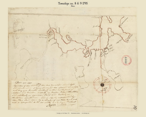 Townships # 8 & 9, Maine 1795 Old Town Map Reprint - Roads Place Names  Massachusetts Archives Townships # 8 & 9, Maine 1795 Old Town Map Reprint - Roads Place Names  Massachusetts Archives