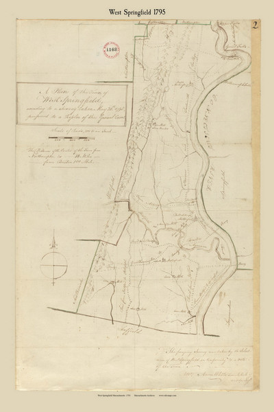 West Springfield, Massachusetts 1795 Old Town Map Reprint - Roads Place Names  Massachusetts Archives West Springfield, Massachusetts 1795 Old Town Map Reprint - Roads Place Names  Massachusetts Archives