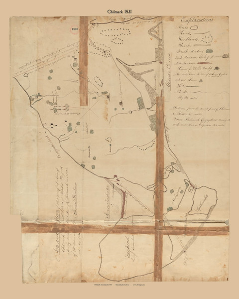 Chilmark, Massachusetts 1831 Old Town Map Reprint - Roads Place Names Massachusetts Archives