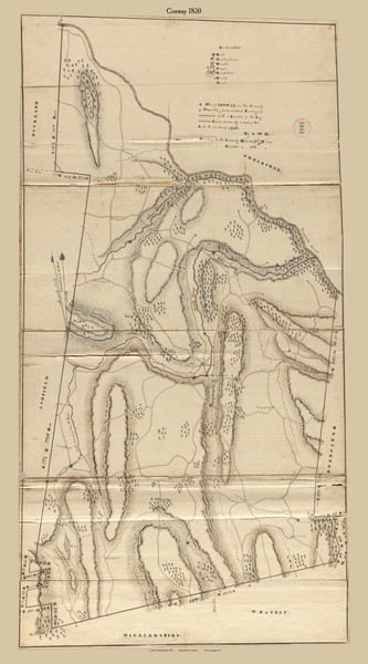 Conway, Massachusetts 1830 Old Town Map Reprint - Roads Place Names Massachusetts Archives