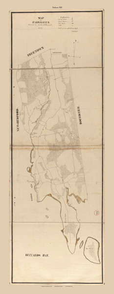Fairhaven, Massachusetts 1831 Old Town Map Reprint - Roads Place Names Massachusetts Archives