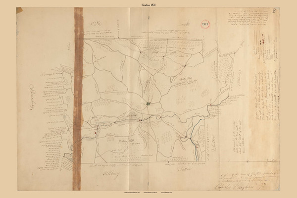 Grafton, Massachusetts 1831 Old Town Map Reprint - Roads Place Names  Massachusetts Archives Grafton, Massachusetts 1831 Old Town Map Reprint - Roads Place Names  Massachusetts Archives