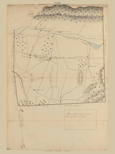 Granby, Massachusetts 1830 Old Town Map Reprint - Roads Place Names  Massachusetts Archives Granby, Massachusetts 1830 Old Town Map Reprint - Roads Place Names  Massachusetts Archives