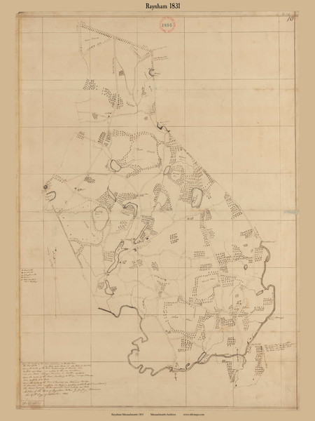 Raynham, Massachusetts 1831 Old Town Map Reprint - Roads Place Names Massachusetts Archives