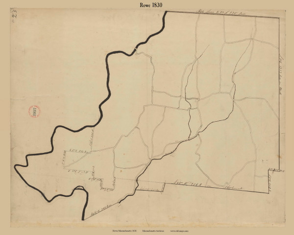 Rowe, Massachusetts 1830 Old Town Map Reprint - Roads Place Names Massachusetts Archives