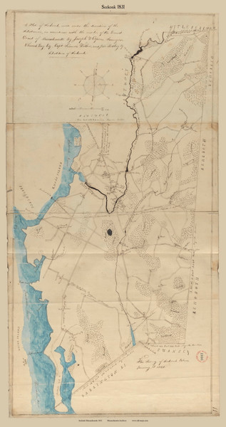 Seekonk, Massachusetts 1831 Old Town Map Reprint - Roads Homeowner Names Place Names Massachusetts Archives