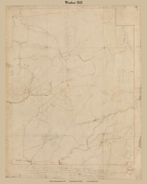 Windsor, Massachusetts 1831 Old Town Map Reprint - Roads Place Names Massachusetts Archives