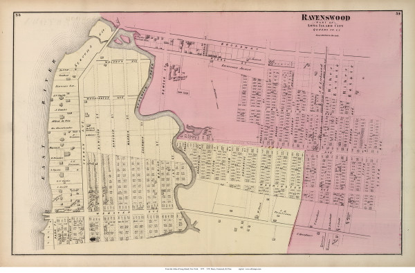 Ravenswood - Long Island City, New York 1873 Old Town Map Reprint - Queens Co. (Suffolk Atlas) Ravenswood - Long Island City, New York 1873 Old Town Map Reprint - Queens Co. (Suffolk Atlas)