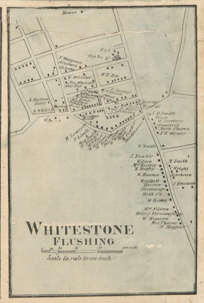 Whitestone - Flushing, New York 1859 Old Town Map Custom Print - Queens Co.