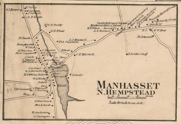 Manhasset - North Hempstead, New York 1859 Old Town Map Custom Print - Queens Co. Manhasset - North Hempstead, New York 1859 Old Town Map Custom Print - Queens Co.