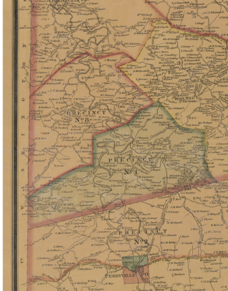 Precinct 1 and 8, Stewart, Nevada - Mercer County, Kentucky 1876 Old Town Map Custom Print - Mercer Co.