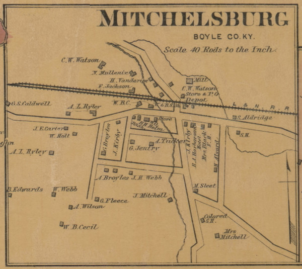 Mitchelsburg Village - Precinct 1 - Boyle County, Kentucky 1876 Old Town Map Custom Print - Boyle Co. Mitchelsburg Village - Precinct 1 - Boyle County, Kentucky 1876 Old Town Map Custom Print - Boyle Co.