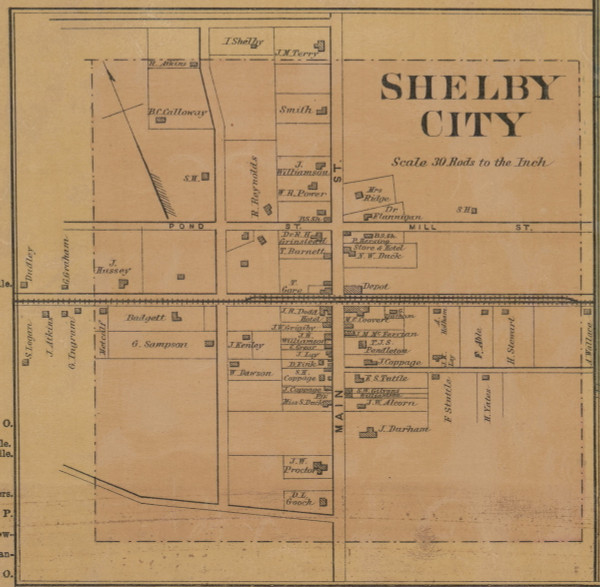 Shelby City Village - Precinct 3 - Boyle County, Kentucky 1876 Old Town Map Custom Print - Boyle Co.