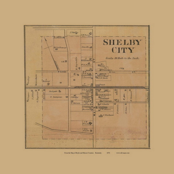Shelby City - Precinct 3 - Boyle County, Kentucky 1876 Old Town Map Custom Print - Boyle Co.
