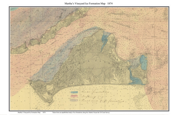 Martha's Vineyard Ice Formation Map 1874 US Coast Survey - Old Map Custom Print 1-Town