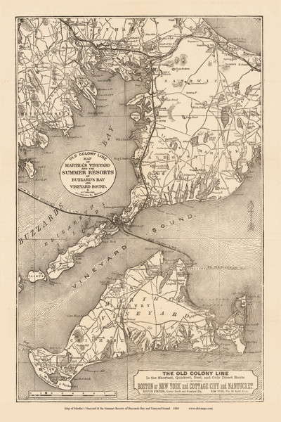 Martha's Vineyard 1888 H.F. Walling - Old Map Custom Print 1-Town