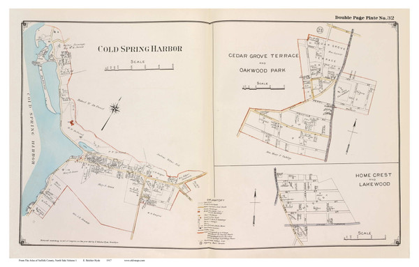 Cold Spring Harbor, Home Crest, etc. - Huntington, New York 1917 Old Map Reprint - Suffolk Co. North Vol. 1 - 32