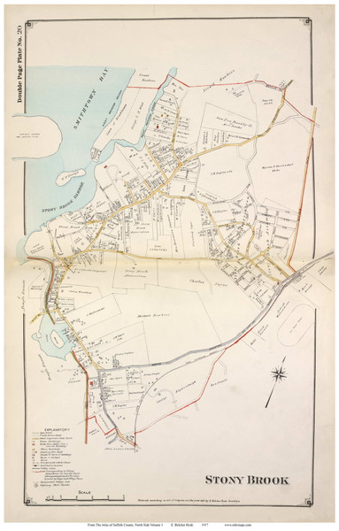 Stony Brook - Smithtown, New York 1917 Old Map Reprint - Suffolk Co. North Vol. 1 - 20