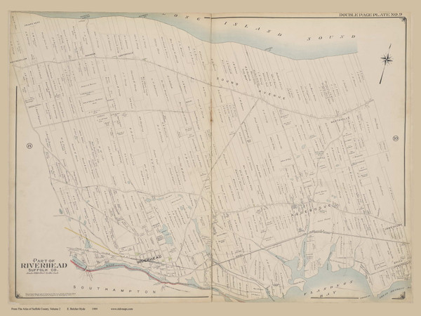 Part of Riverhead, New York 1909 - Old Town Map Reprint - Suffolk Co. Atlas North Vol. 2 Page 9