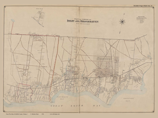 Part of the Towns of Islip and Brookhaven, New York 1902 - Old Town Map Reprint - Suffolk Co. Atlas South Vol. 1 Page 3