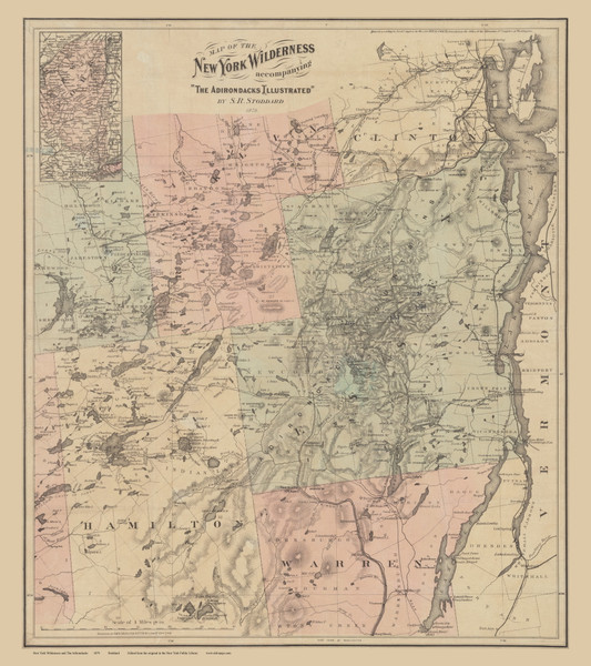 Adirondack Wilderness (Stoddard) 1879 - Old Map Reprint NY Regional Adirondack Wilderness (Stoddard) 1879 - Old Map Reprint NY Regional