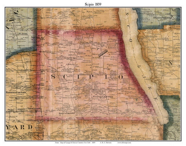 Scipio, Cayuga Co. New York 1859 Old Town Map Custom Print - Cayuga & Seneca Cos.