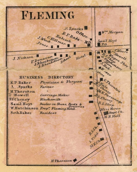 Fleming Village - Fleming, Cayuga Co. New York 1859 Old Town Map Custom Print - Cayuga & Seneca Cos. Fleming Village - Fleming, Cayuga Co. New York 1859 Old Town Map Custom Print - Cayuga & Seneca Cos.