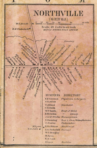 Northville - Genoa, Cayuga Co. New York 1859 Old Town Map Custom Print - Cayuga & Seneca Cos.