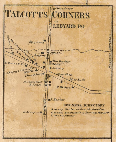 Talcotts Corners - Ledyard, Cayuga Co. New York 1859 Old Town Map Custom Print - Cayuga & Seneca Cos.