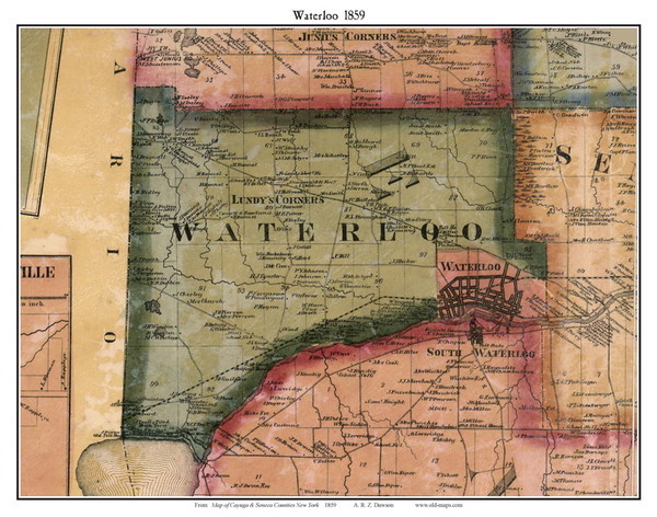Waterloo, Seneca Co. New York 1859 Old Town Map Custom Print - Cayuga & Seneca Cos.