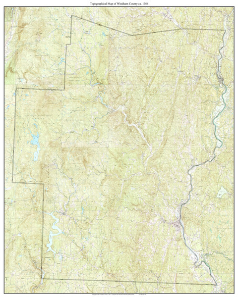 Windham County 1986 - Custom USGS Old Topo Map - Vermont