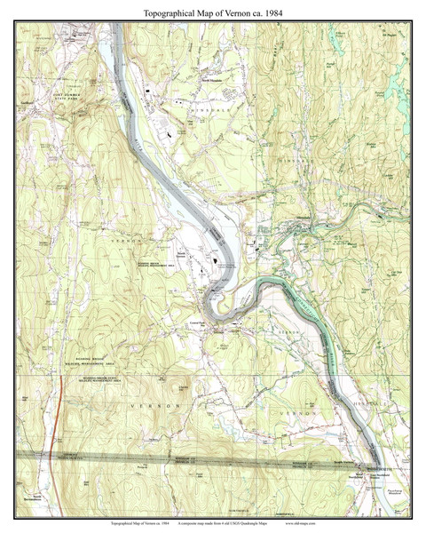 Vernon 1984 - Custom USGS Old Topo Map - Vermont
