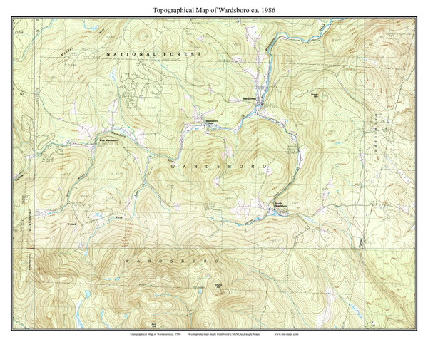 Wardsboro 1986 - Custom USGS Old Topo Map - Vermont