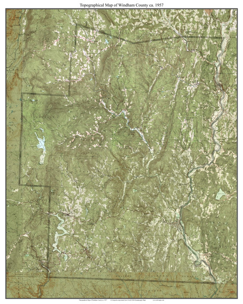 Windham County 1957 - Custom USGS Old Topo Map - Vermont