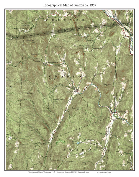 Grafton 1957 - Custom USGS Old Topo Map - Vermont