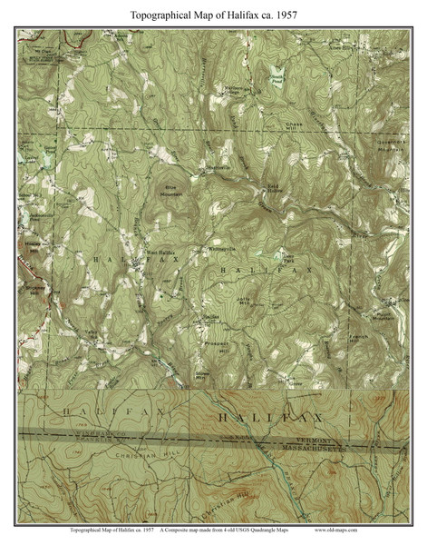 Halifax 1957 - Custom USGS Old Topo Map - Vermont