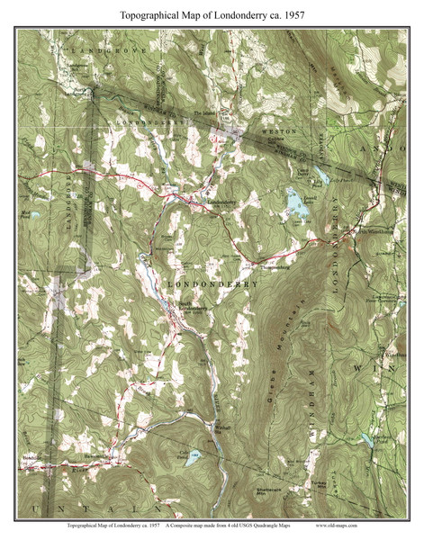 Londonderry 1957 - Custom USGS Old Topo Map - Vermont Londonderry 1957 - Custom USGS Old Topo Map - Vermont